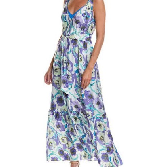 Diane Von Furstenberg Dresses & Skirts - Diane Von Furstenberg Blue and Green Floral Maxi Dress